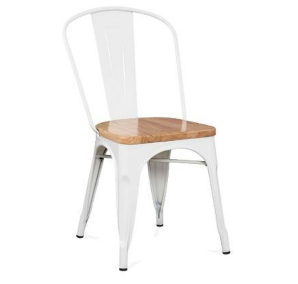 Silla tolix, c/asiento de madera