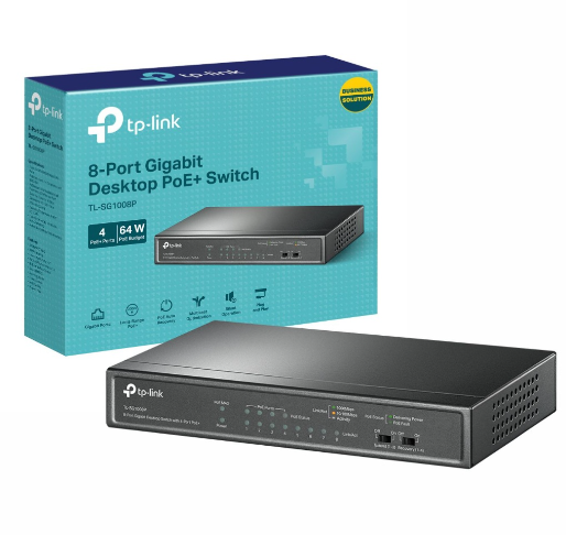 Switch TL-SG1008P, 8 Puertos, Gigabit,, TP LINK