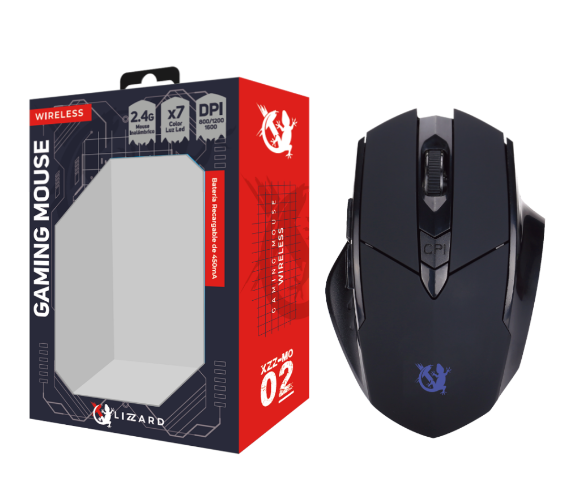 Mouse Gamer XZZ-MO-02, Inalámbrico 1600 DPI RGB, X-LIZZARD