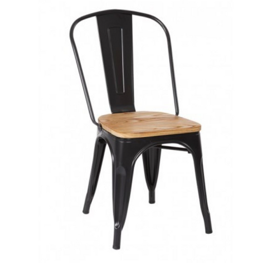 Silla tolix, c/asiento de madera